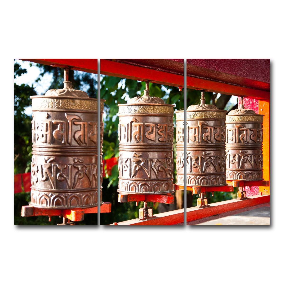 AUTO-MOCKUP WHITE | Tibetan Mantra Wheel | 3 Piece | Gallery Wrap Canvas | group=12x24