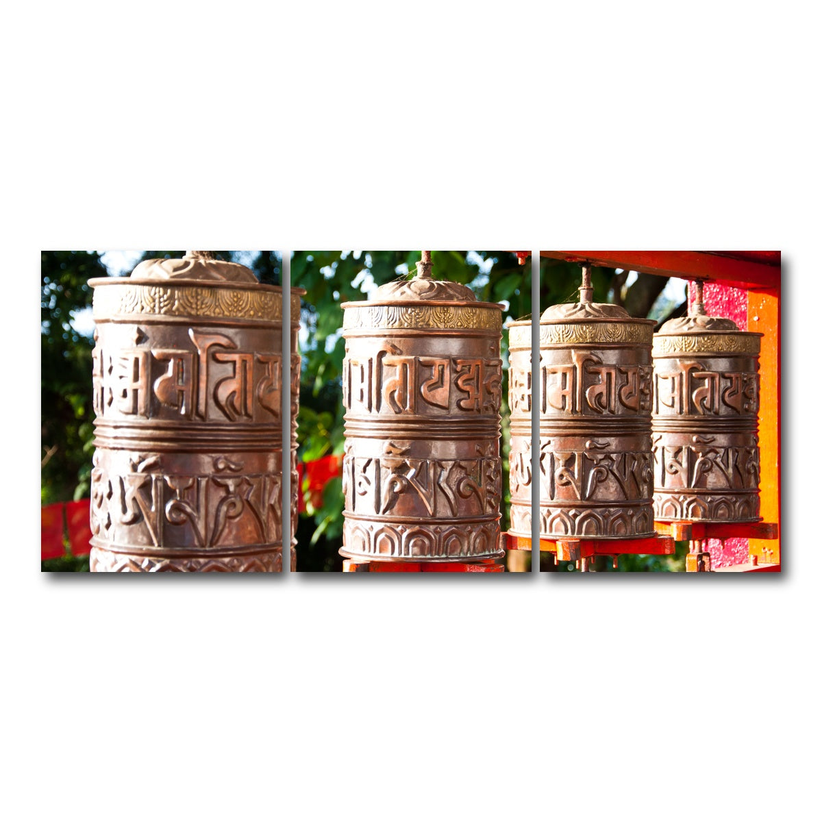 AUTO-MOCKUP WHITE | Tibetan Mantra Wheel | 3 Piece | Gallery Wrap Canvas | group=18x24