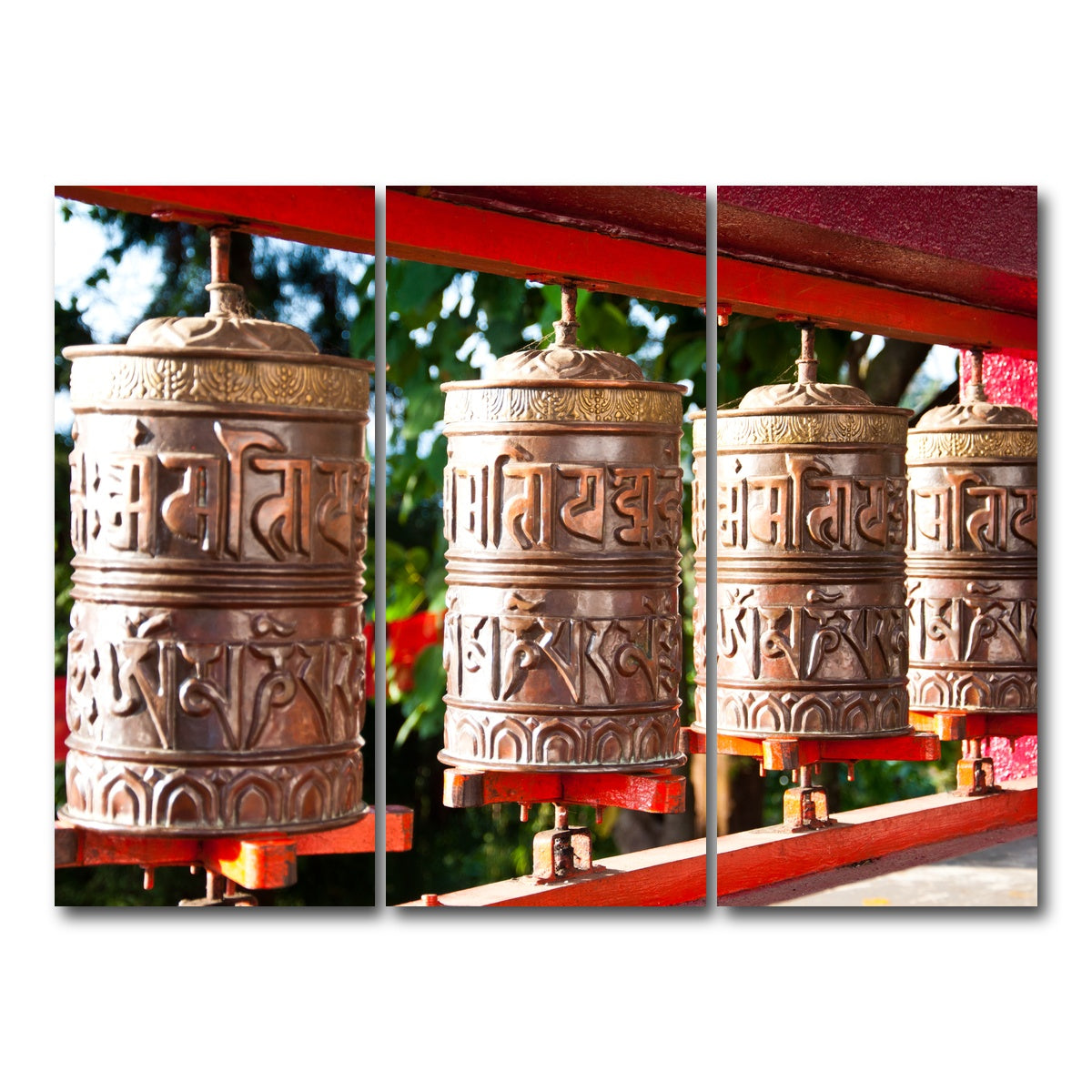 AUTO-MOCKUP WHITE | Tibetan Mantra Wheel | 3 Piece | Gallery Wrap Canvas | group=8x18