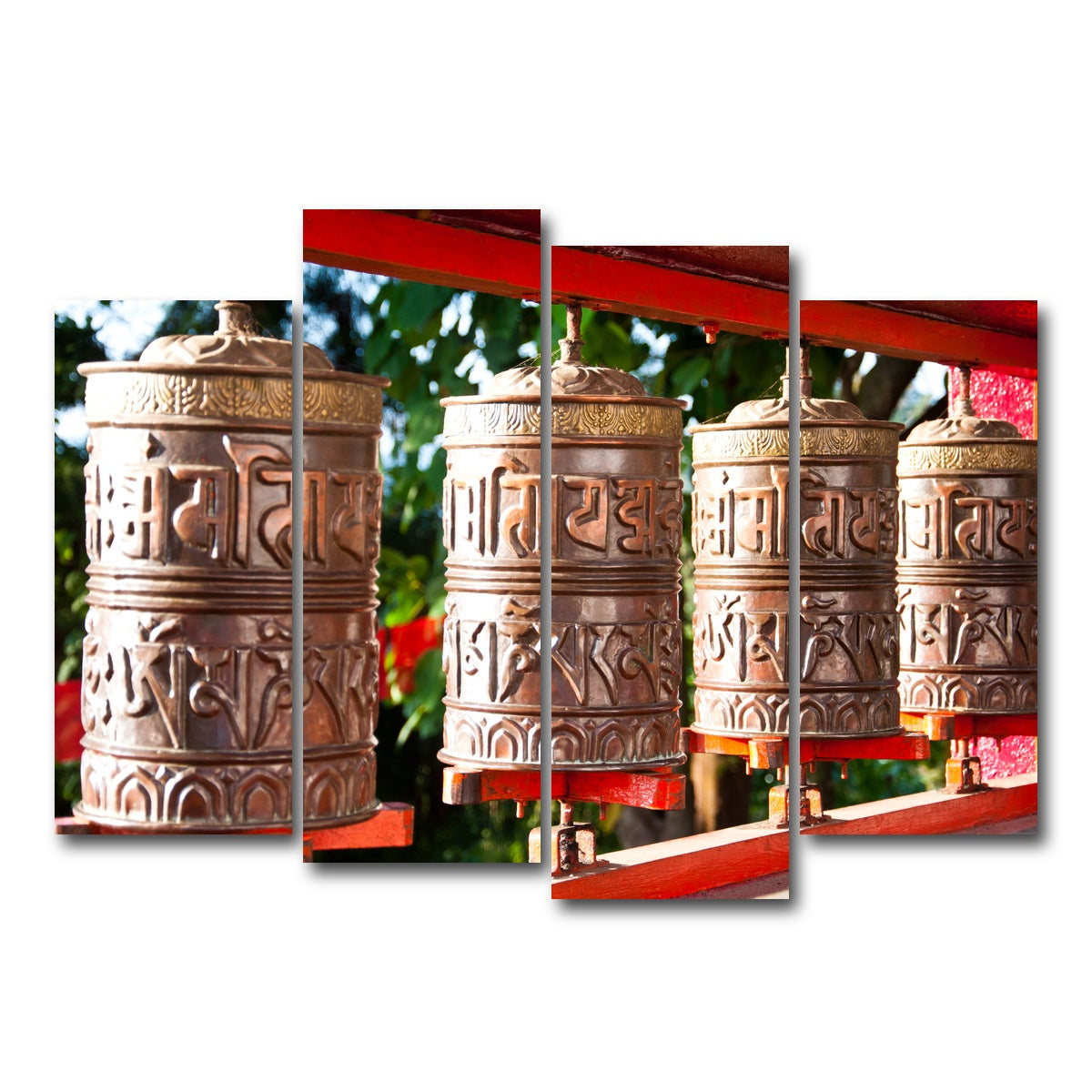 AUTO-MOCKUP WHITE | Tibetan Mantra Wheel | 4 Piece | Gallery Wrap Canvas | group=4_normal