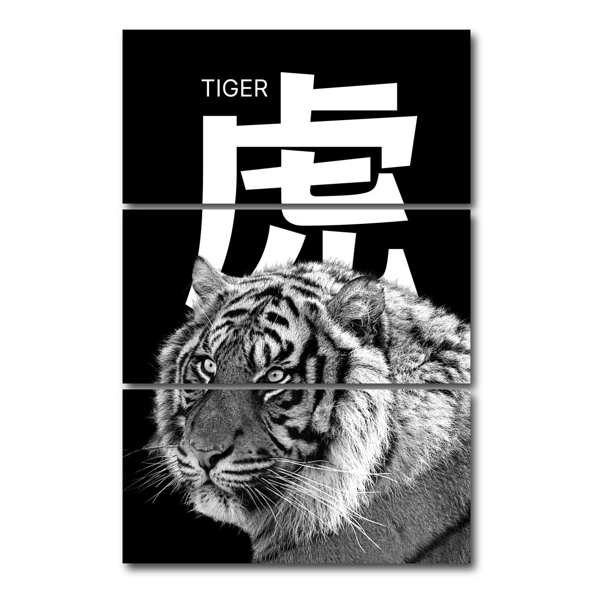 AUTO-MOCKUP WHITE | Tiger Head | 3 Piece | Gallery Wrap Canvas | group=12x24_stacked