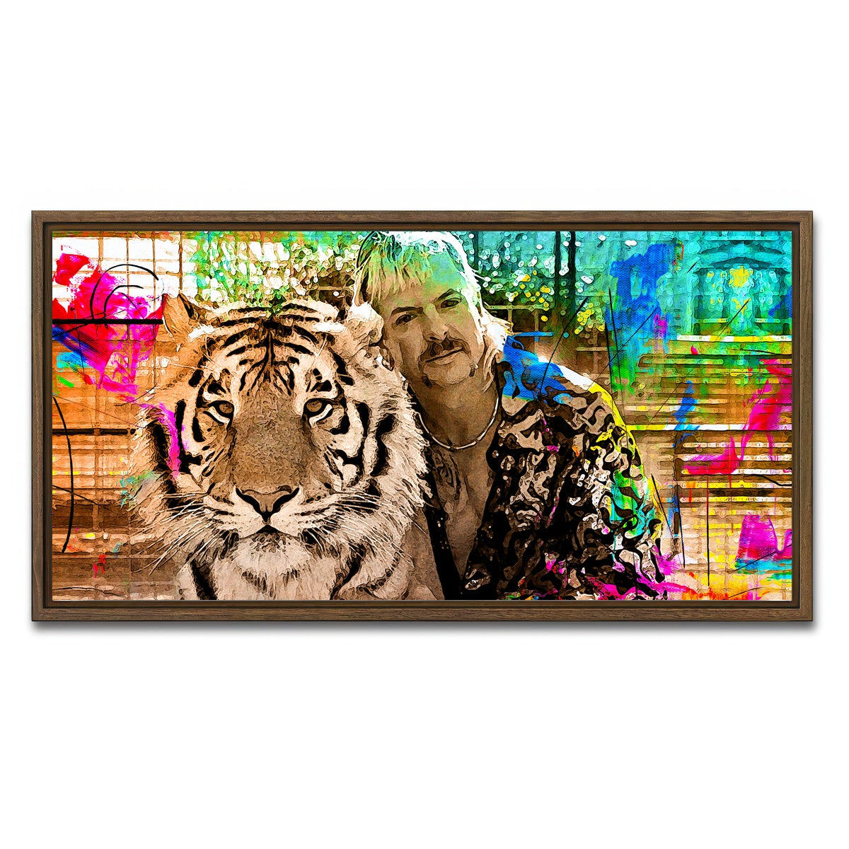 AUTO-MOCKUP WHITE | Tiger King | 1 Piece | Walnut Framed Canvas | group=2x1