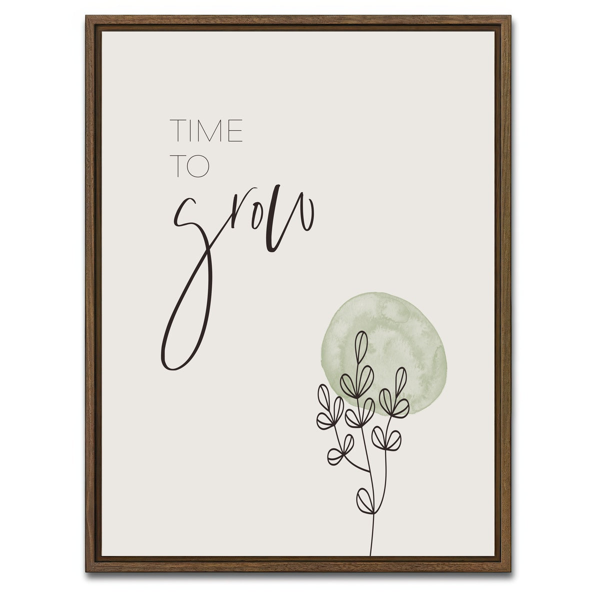 AUTO-MOCKUP WHITE | Time to grow | 1 Piece | Walnut Framed Canvas | group=3x4