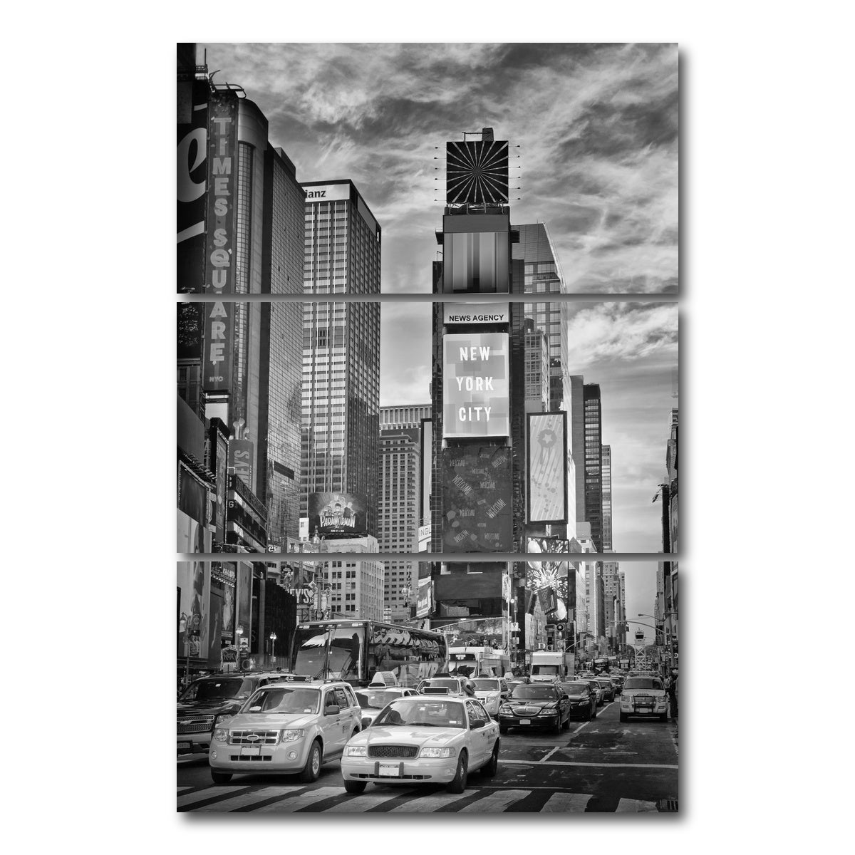 AUTO-MOCKUP WHITE | Times Square Monochrome | 3 Piece | Gallery Wrap Canvas | group=12x24_stacked