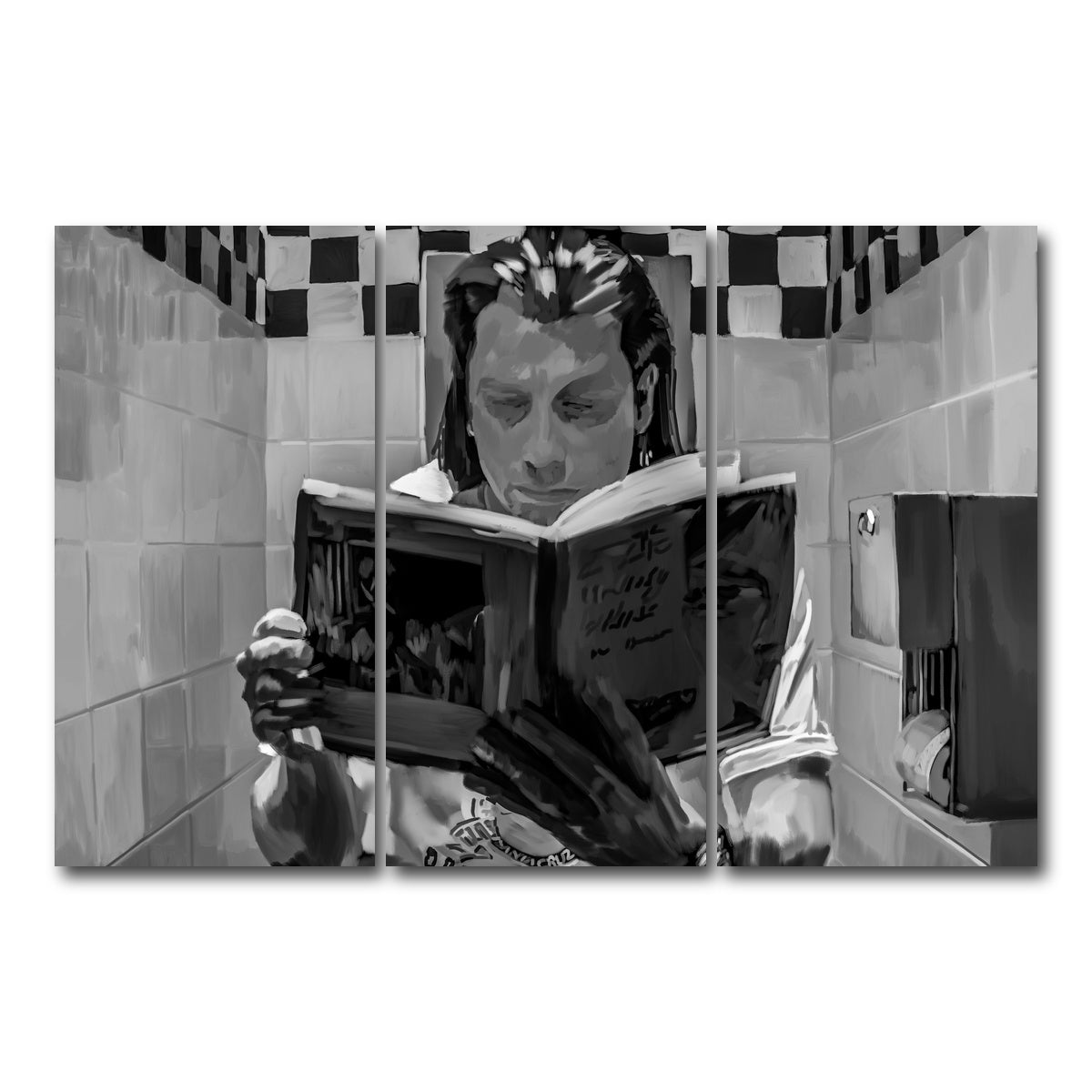 AUTO-MOCKUP WHITE | Toilet Reading | 3 Piece | Gallery Wrap Canvas | group=12x24