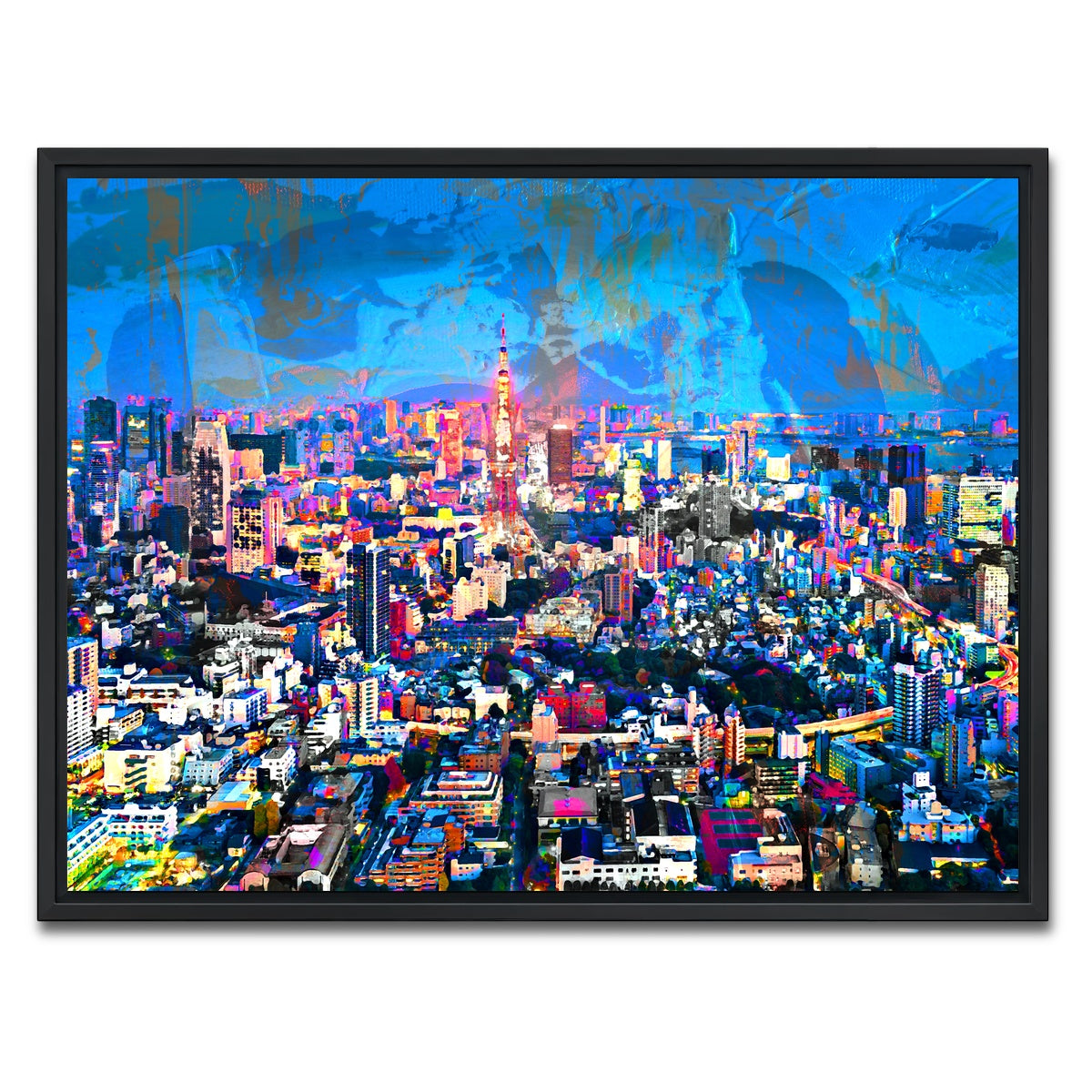 AUTO-MOCKUP WHITE | Tokyo At Night | 1 Piece | Black Framed Canvas | group=4x3
