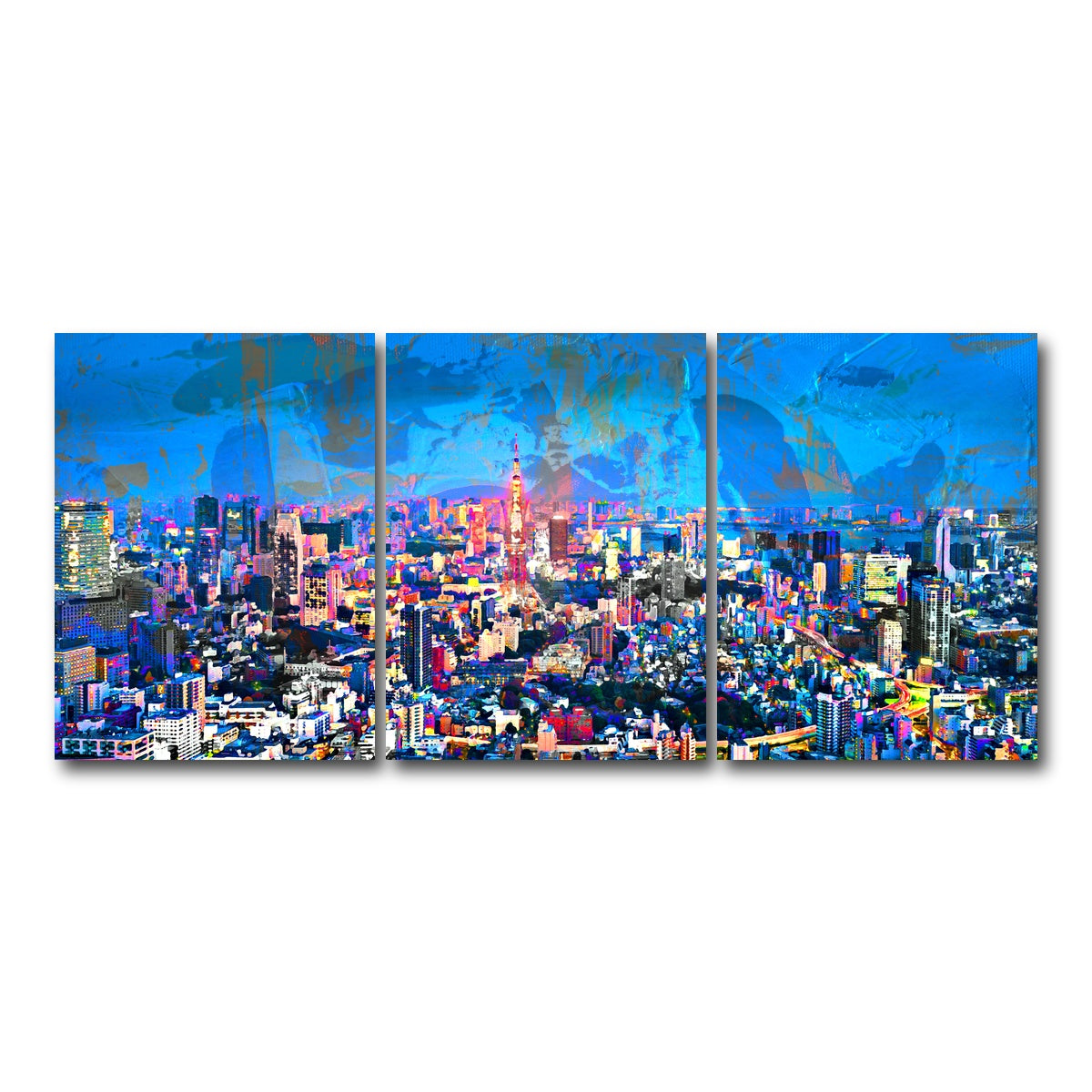 AUTO-MOCKUP WHITE | Tokyo At Night | 3 Piece | Gallery Wrap Canvas | group=18x24