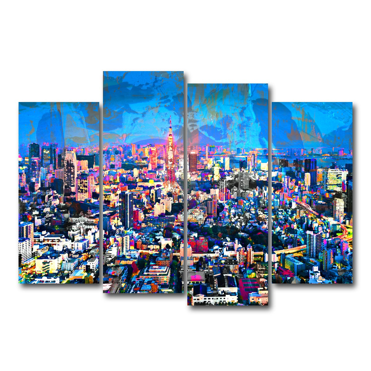 AUTO-MOCKUP WHITE | Tokyo At Night | 4 Piece | Gallery Wrap Canvas | group=4_normal