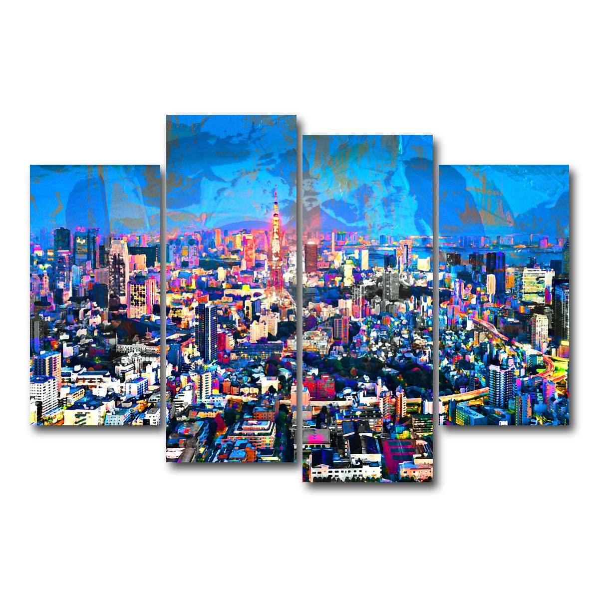 AUTO-MOCKUP WHITE | Tokyo At Night | 4 Piece | Gallery Wrap Canvas | group=4_short