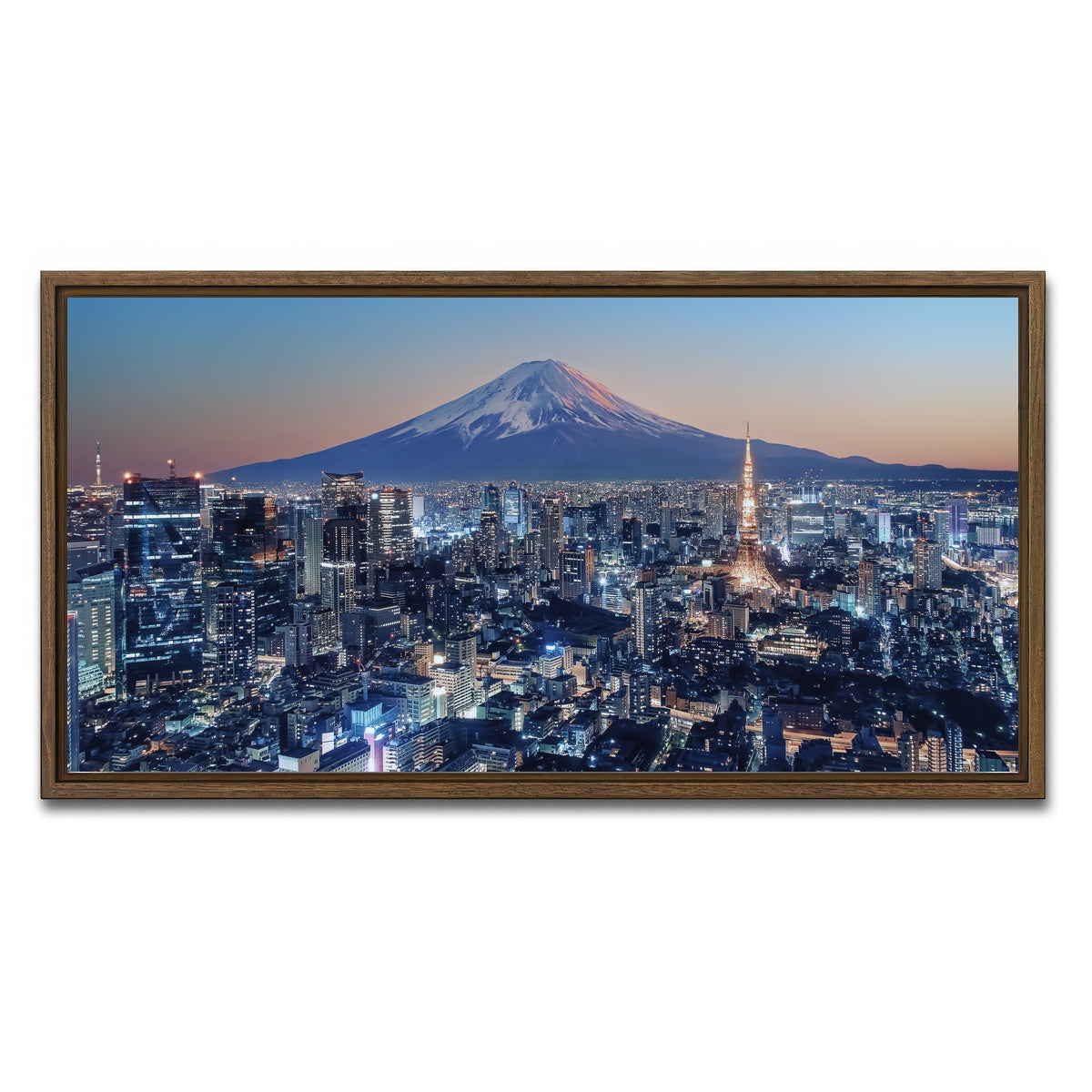 AUTO-MOCKUP WHITE | Tokyo City | 1 Piece | Walnut Framed Canvas | group=2x1