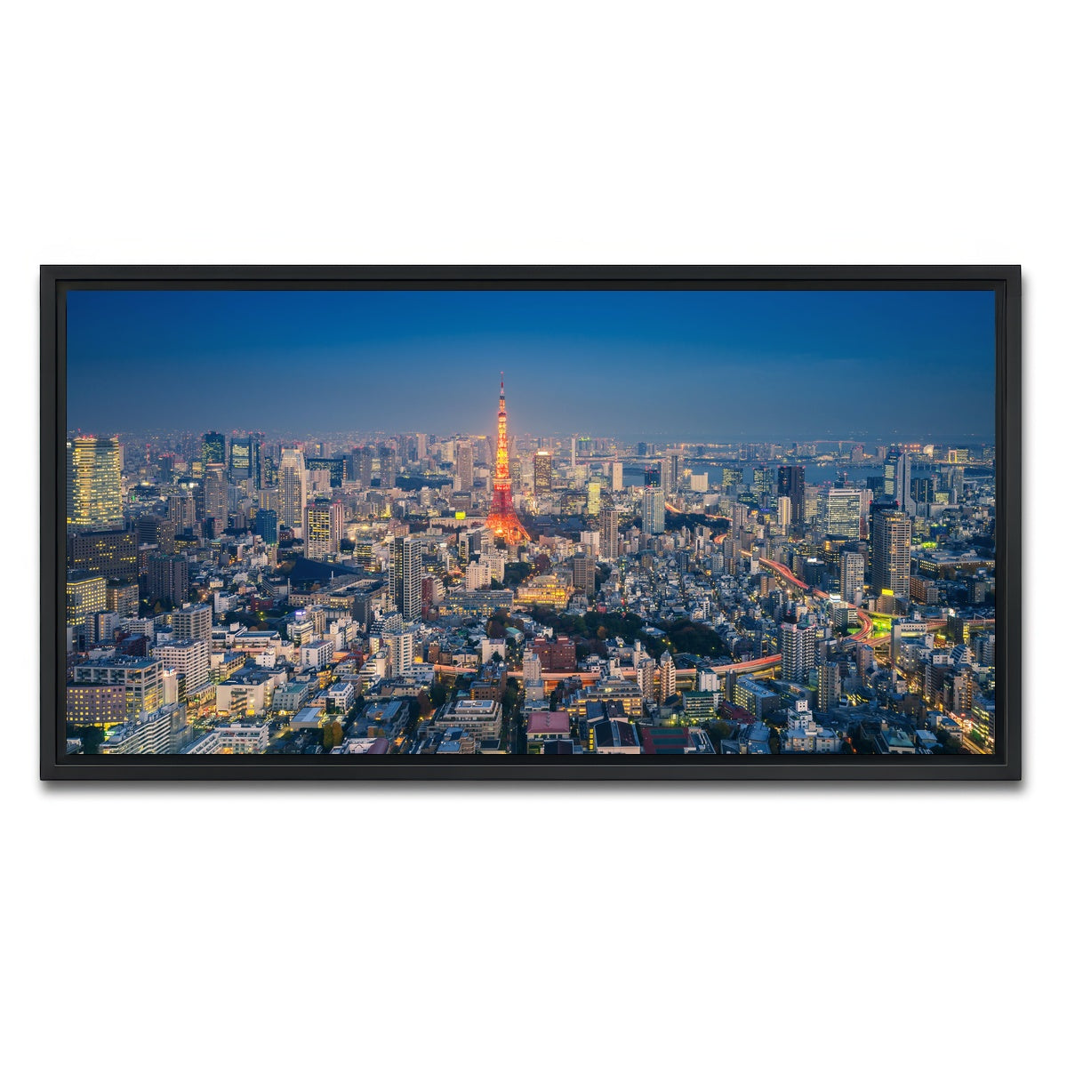 AUTO-MOCKUP WHITE | Tokyo Skyline | 1 Piece | Black Framed Canvas | group=2x1