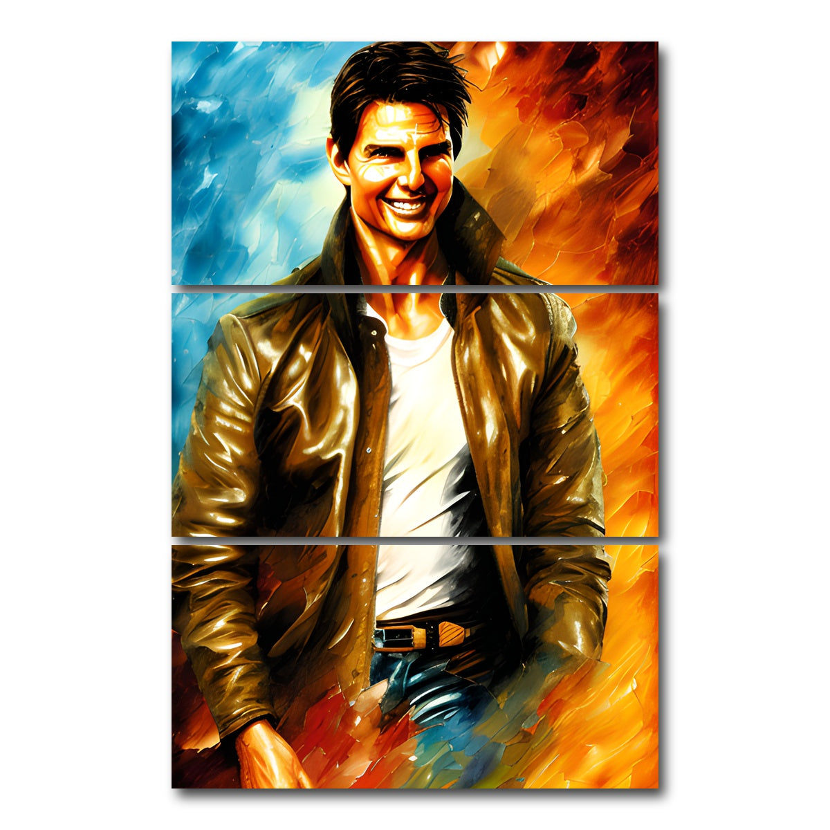 AUTO-MOCKUP WHITE | Tom Cruise | 3 Piece | Gallery Wrap Canvas | group=12x24_stacked