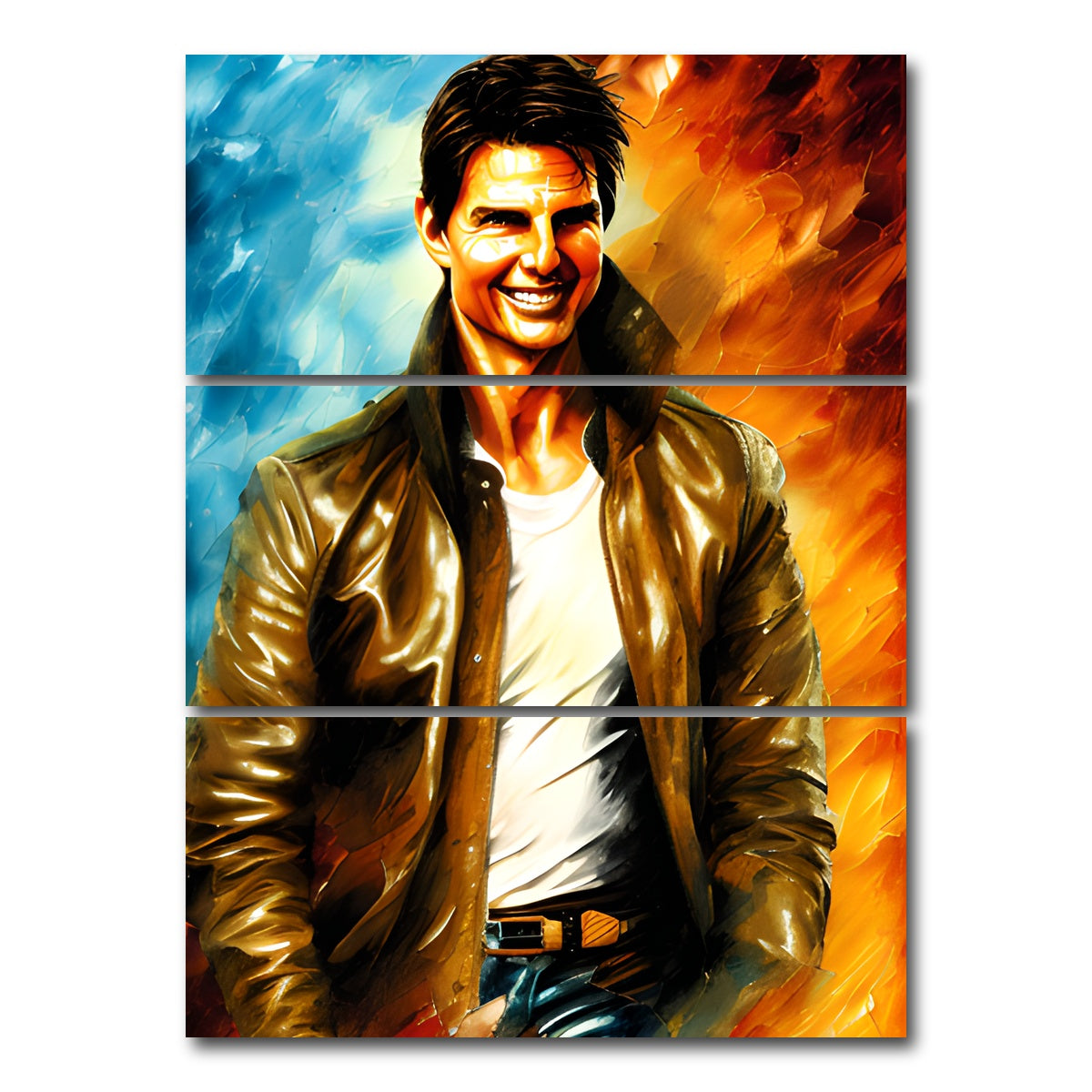 AUTO-MOCKUP WHITE | Tom Cruise | 3 Piece | Gallery Wrap Canvas | group=8x18_stacked