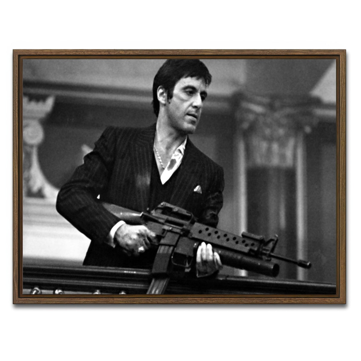 AUTO-MOCKUP WHITE | Tony Montana | 1 Piece | Walnut Framed Canvas | group=4x3