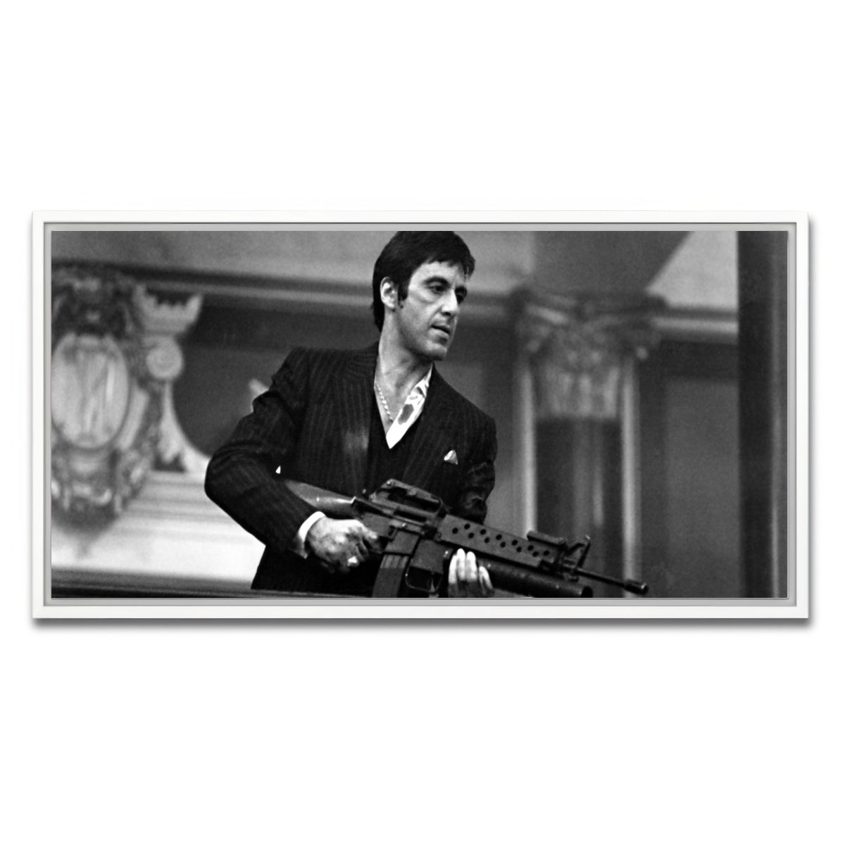 AUTO-MOCKUP WHITE | Tony Montana | 1 Piece | White Framed Canvas | group=2x1