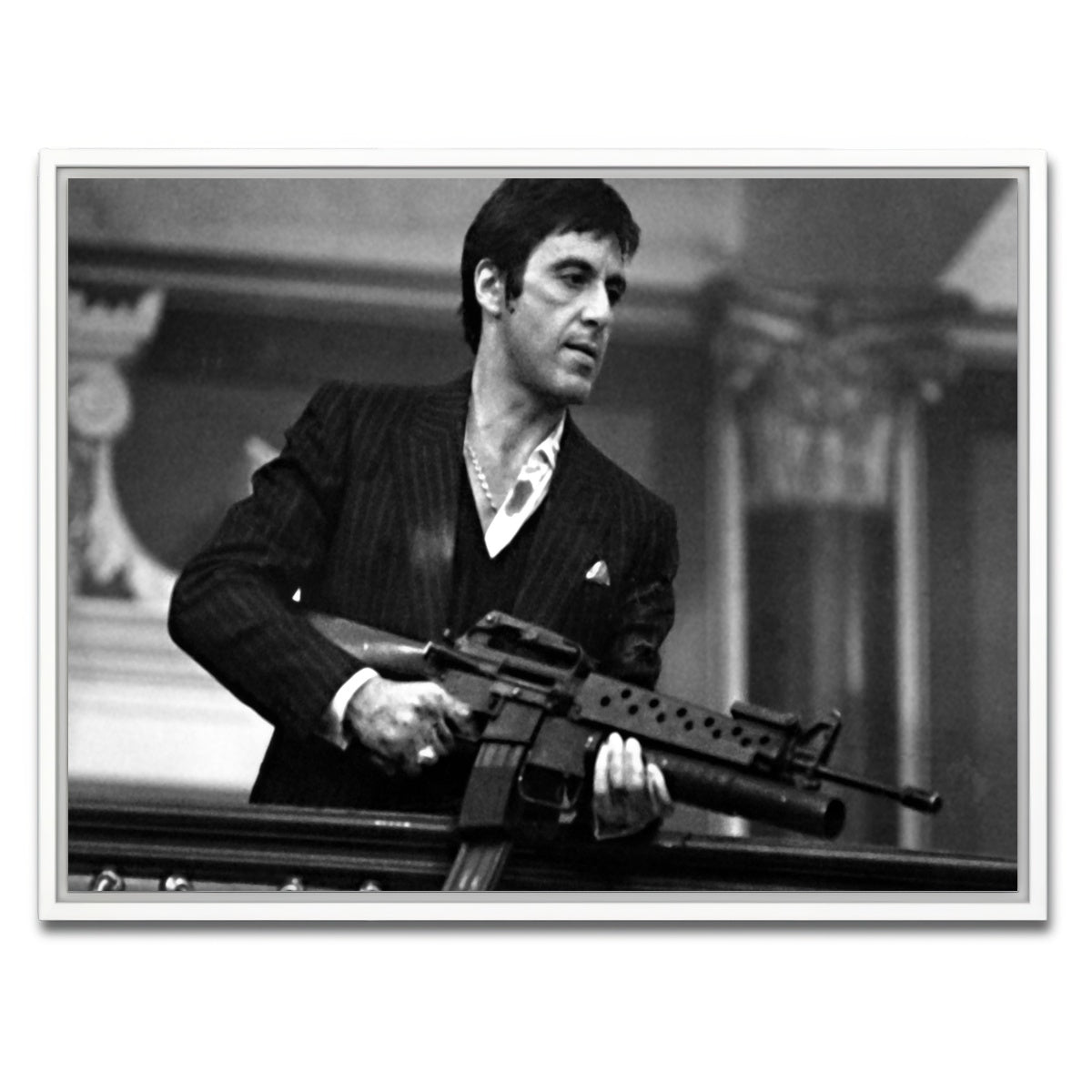 AUTO-MOCKUP WHITE | Tony Montana | 1 Piece | White Framed Canvas | group=4x3