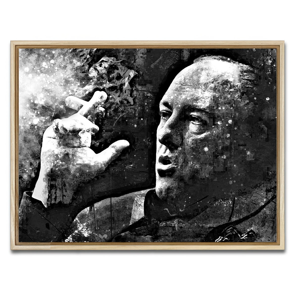 AUTO-MOCKUP WHITE | Tony Soprano Grayscale | 1 Piece | Natural Framed Canvas | group=4x3