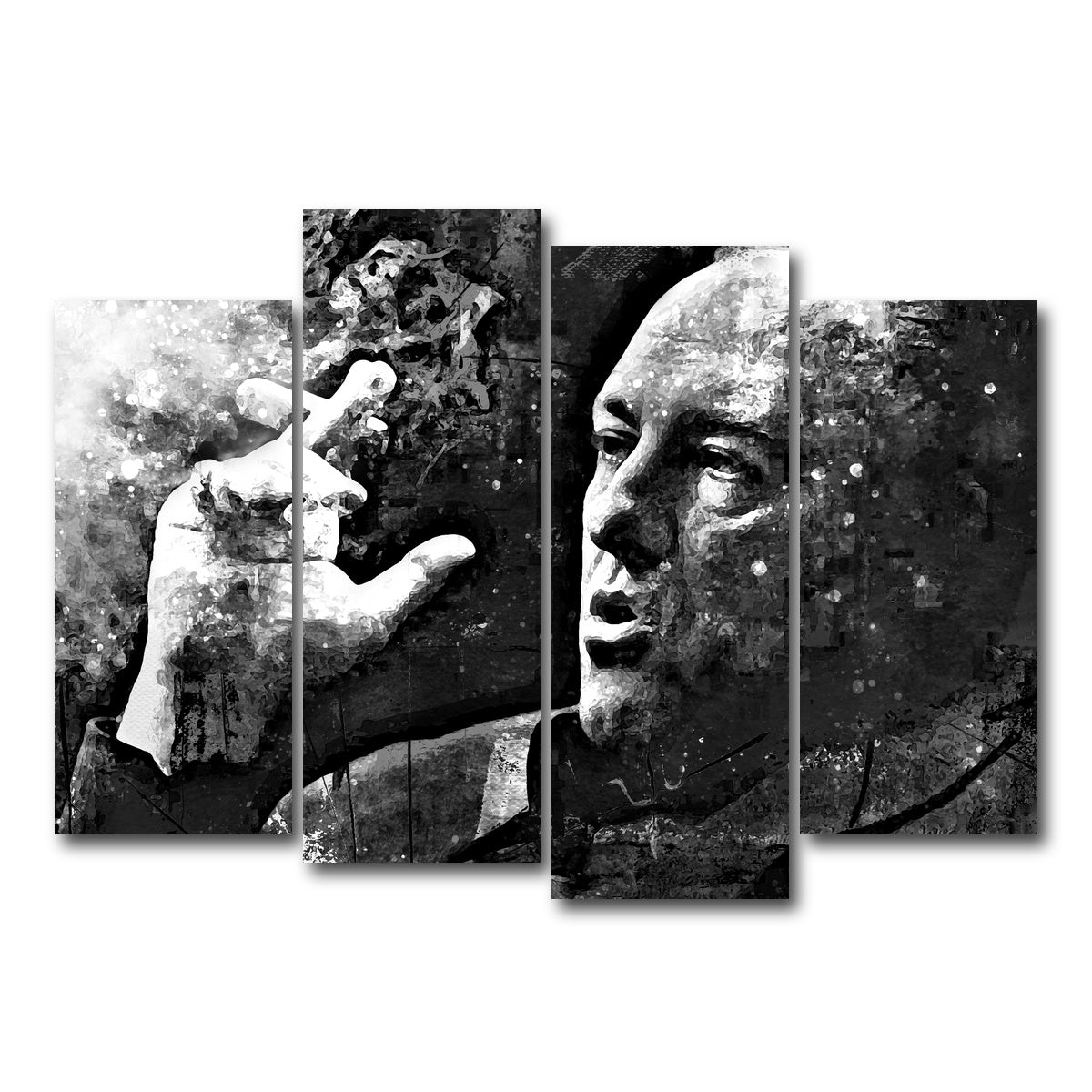 AUTO-MOCKUP WHITE | Tony Soprano Grayscale | 4 Piece | Gallery Wrap Canvas | group=4_normal