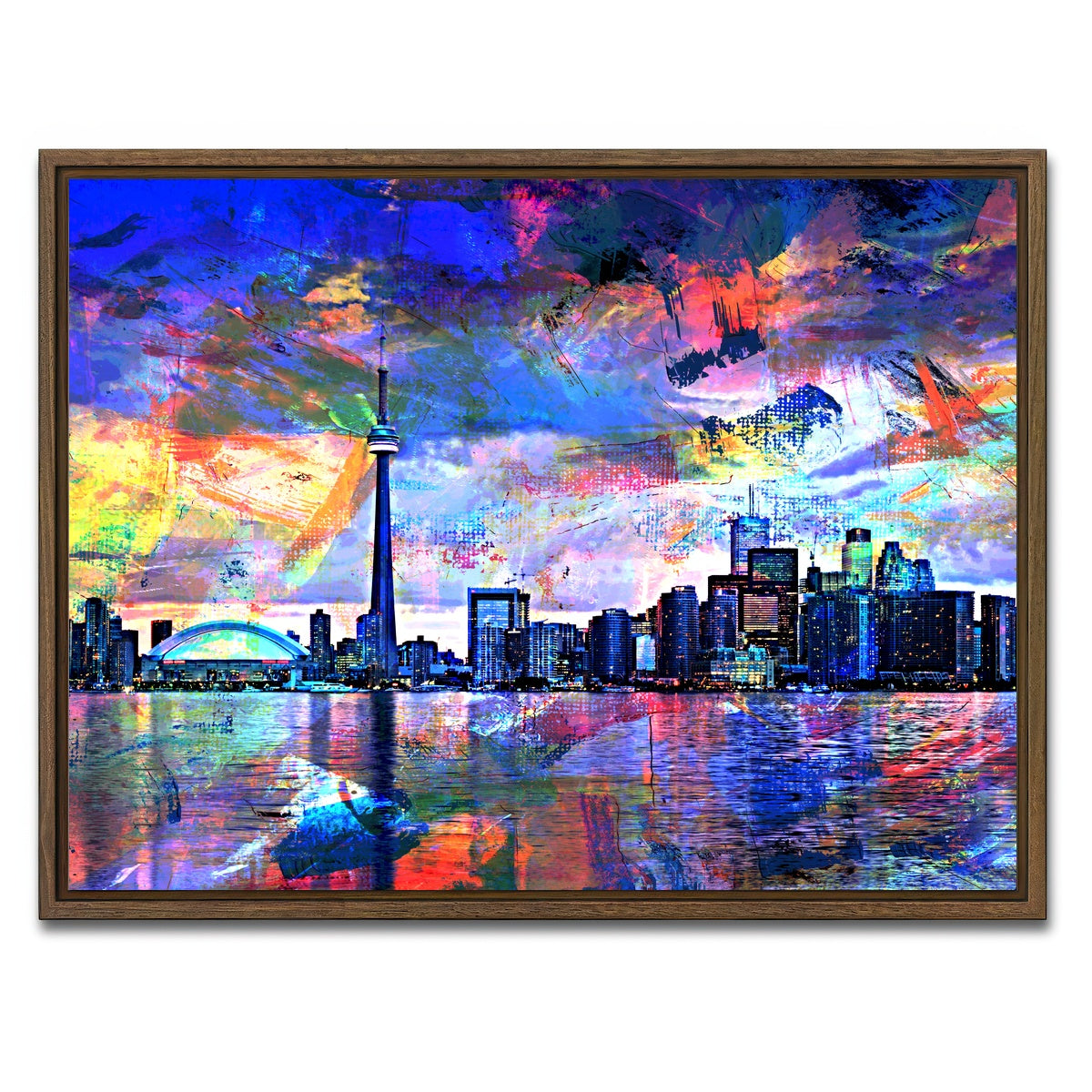 AUTO-MOCKUP WHITE | Toronto Abstract | 1 Piece | Walnut Framed Canvas | group=4x3