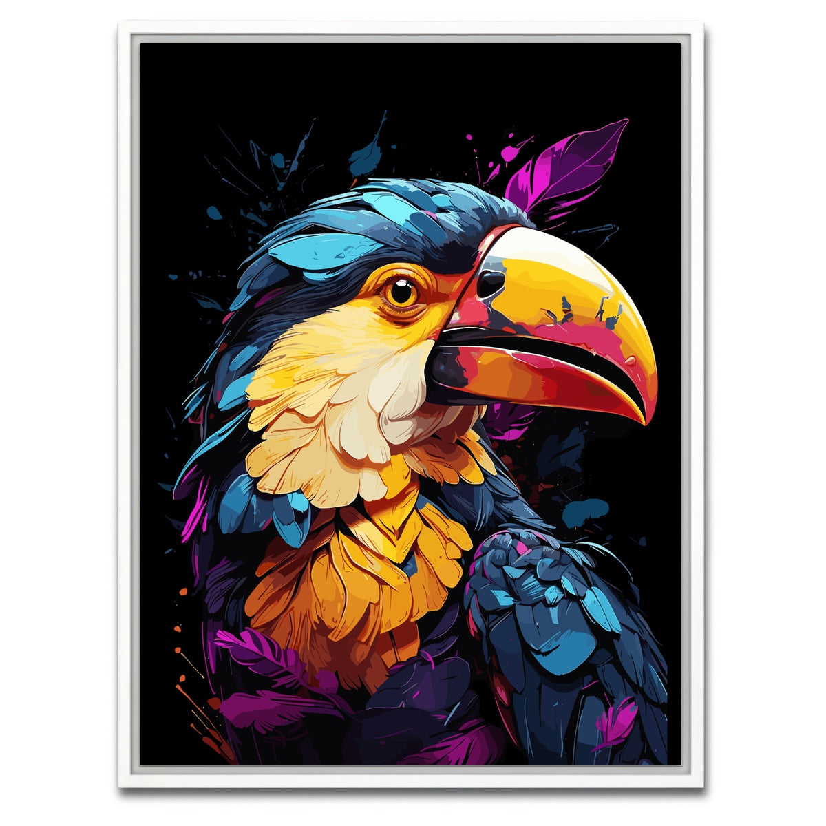 AUTO-MOCKUP WHITE | Toucan Animal Colorful | 1 Piece | White Framed Canvas | group=3x4