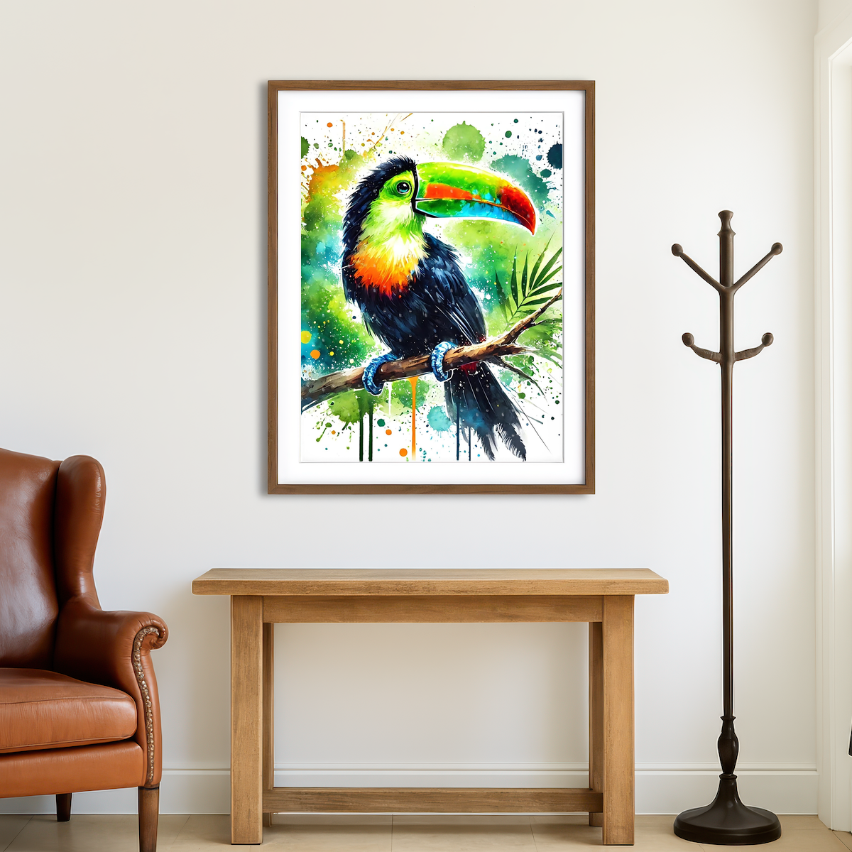 AUTO-MOCKUP ROOM | Toucan Paint Drip Wall Art