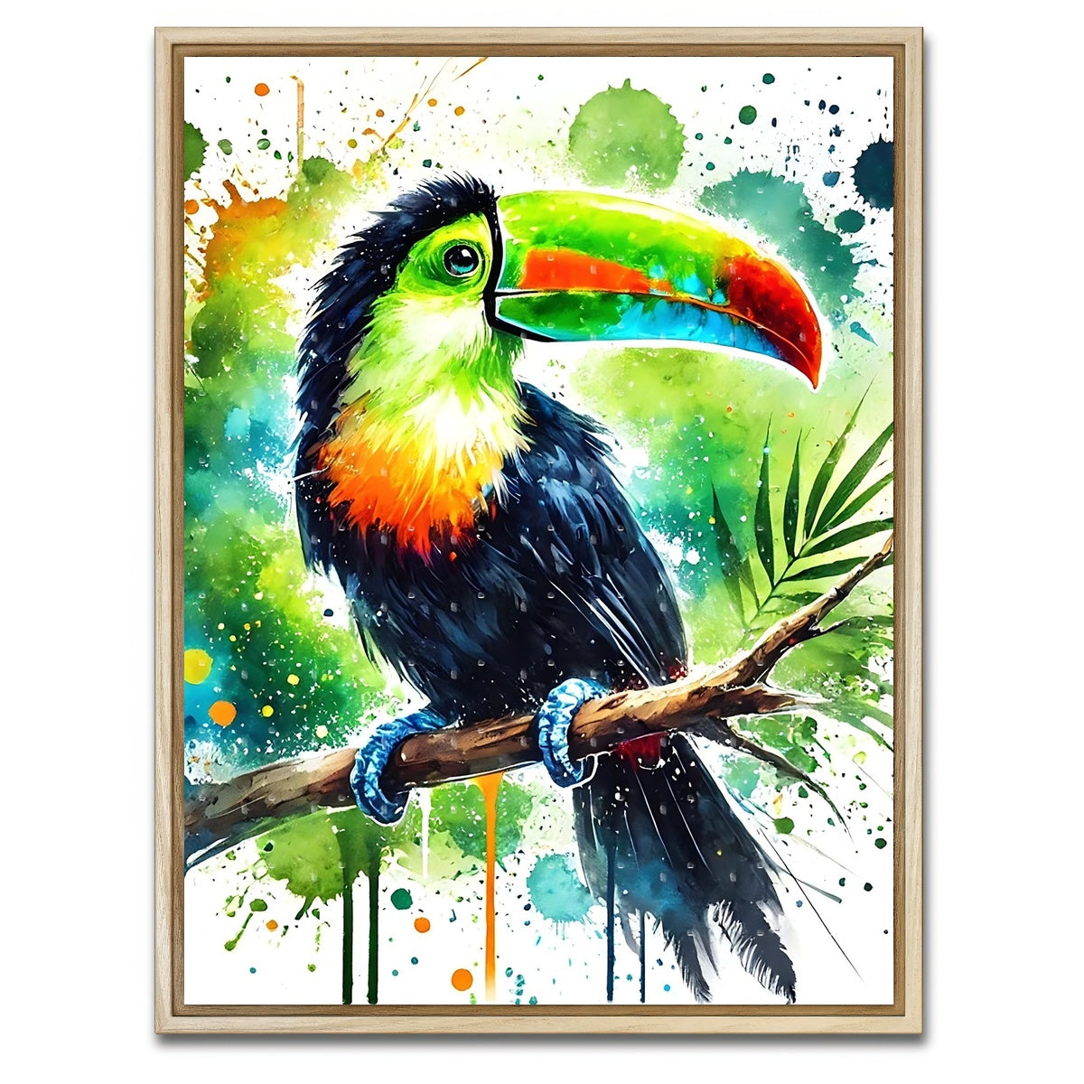 AUTO-MOCKUP WHITE | Toucan Paint Drip | 1 Piece | Natural Framed Canvas | group=3x4