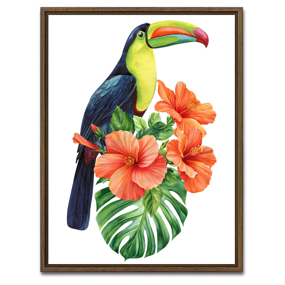 AUTO-MOCKUP WHITE | Toucan Vintage Orange | 1 Piece | Walnut Framed Canvas | group=3x4