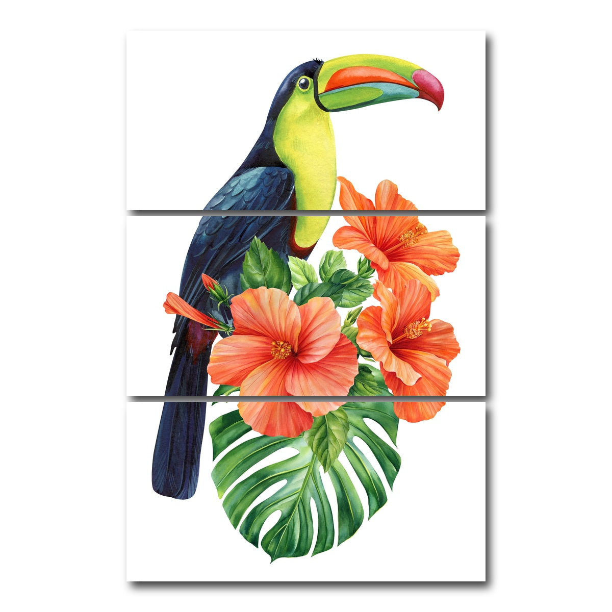 AUTO-MOCKUP WHITE | Toucan Vintage Orange | 3 Piece | Gallery Wrap Canvas | group=12x24_stacked