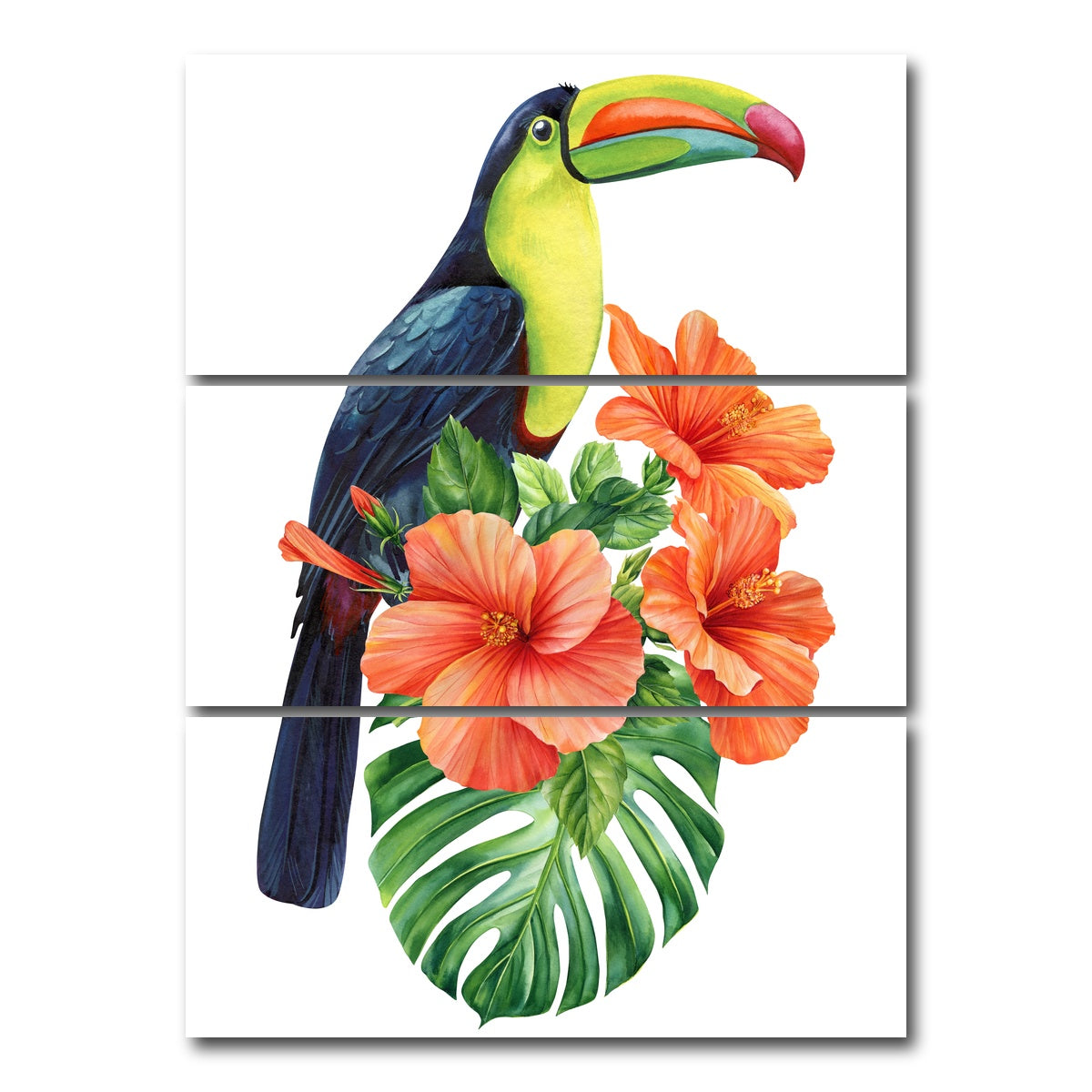 AUTO-MOCKUP WHITE | Toucan Vintage Orange | 3 Piece | Gallery Wrap Canvas | group=8x18_stacked