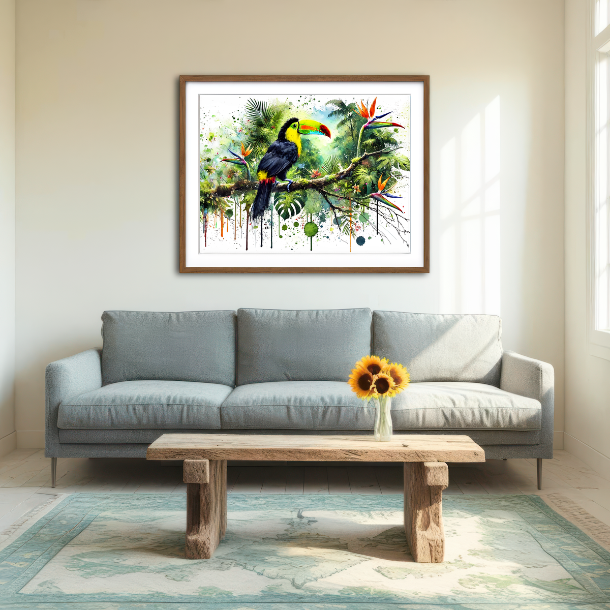 AUTO-MOCKUP ROOM | Toucan Watercolor V2 Wall Art