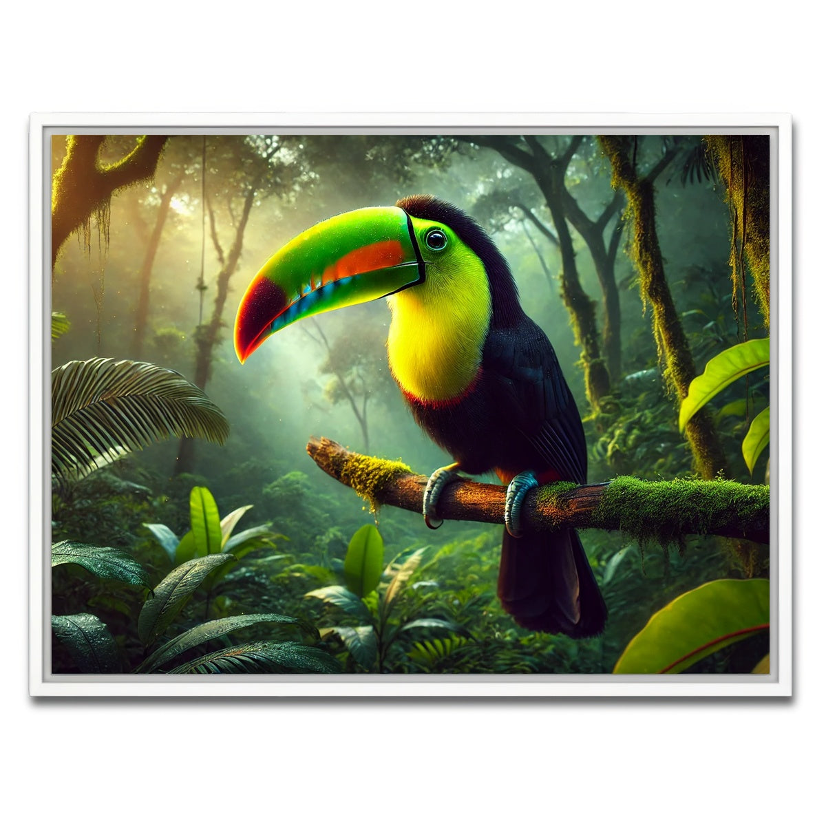 AUTO-MOCKUP WHITE | Toucan on Branch | 1 Piece | White Framed Canvas | group=4x3