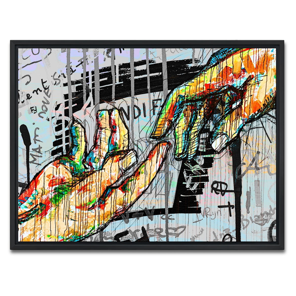 AUTO-MOCKUP WHITE | Touch Hand design | 1 Piece | Black Framed Canvas | group=4x3