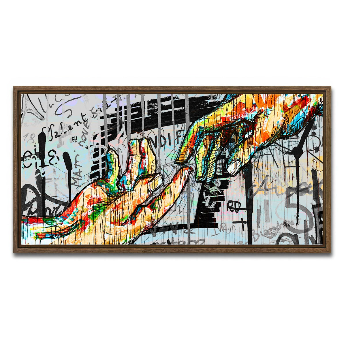 AUTO-MOCKUP WHITE | Touch Hand design | 1 Piece | Walnut Framed Canvas | group=2x1