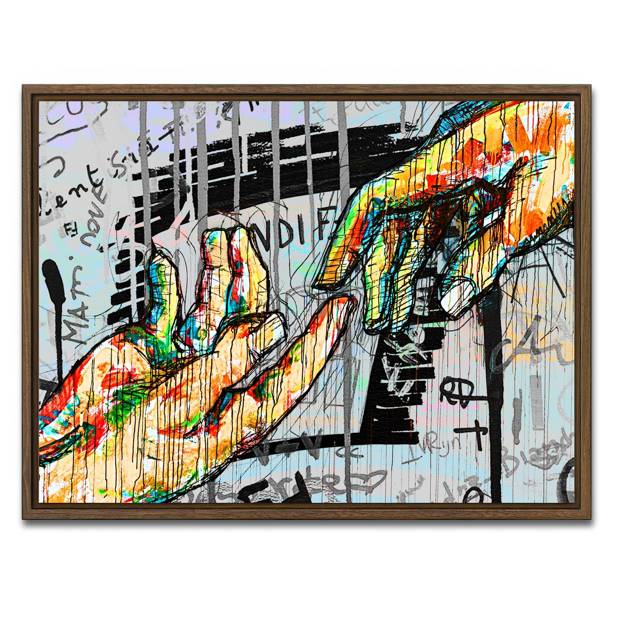 AUTO-MOCKUP WHITE | Touch Hand design | 1 Piece | Walnut Framed Canvas | group=4x3