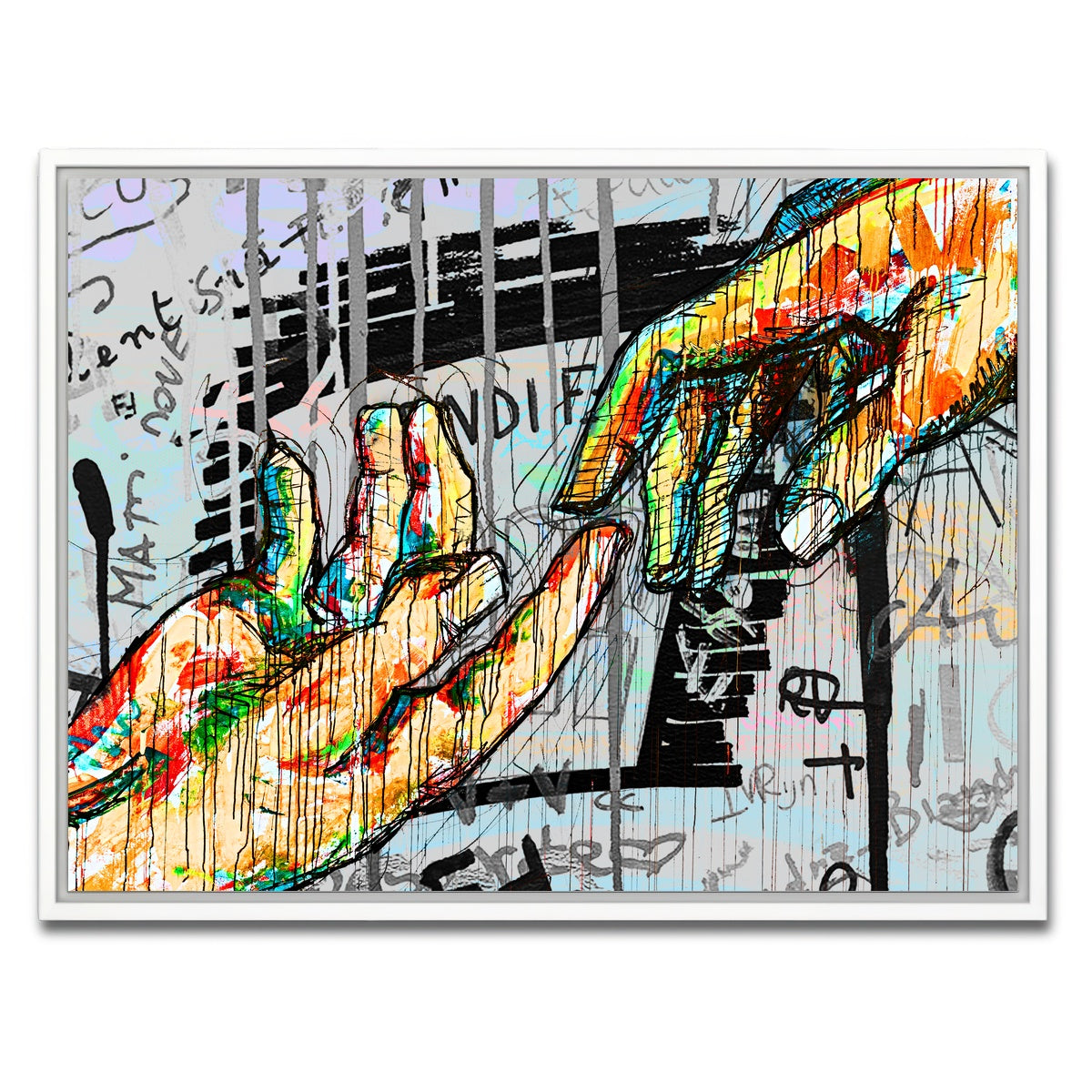 AUTO-MOCKUP WHITE | Touch Hand design | 1 Piece | White Framed Canvas | group=4x3