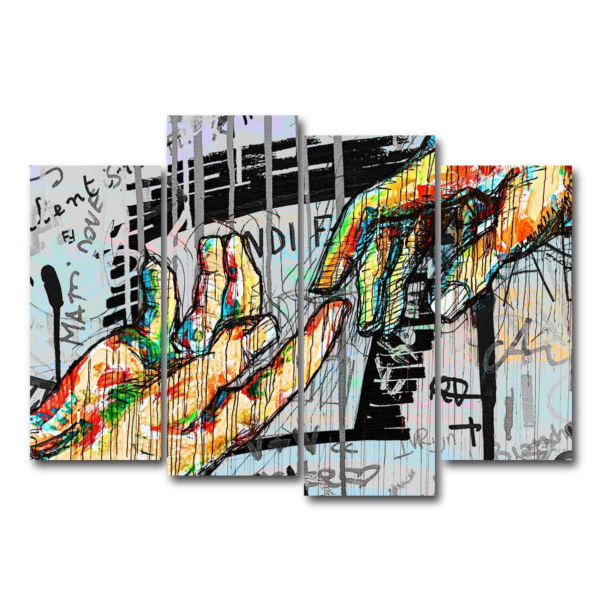 AUTO-MOCKUP WHITE | Touch Hand design | 4 Piece | Gallery Wrap Canvas | group=4_normal