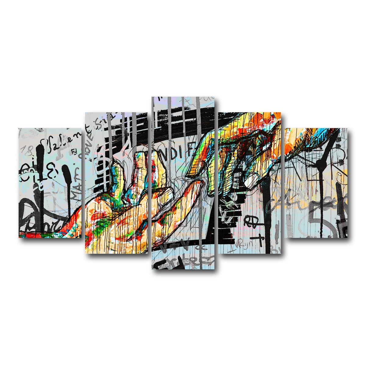 AUTO-MOCKUP WHITE | Touch Hand design | 5 Piece | Gallery Wrap Canvas | group=5_normal