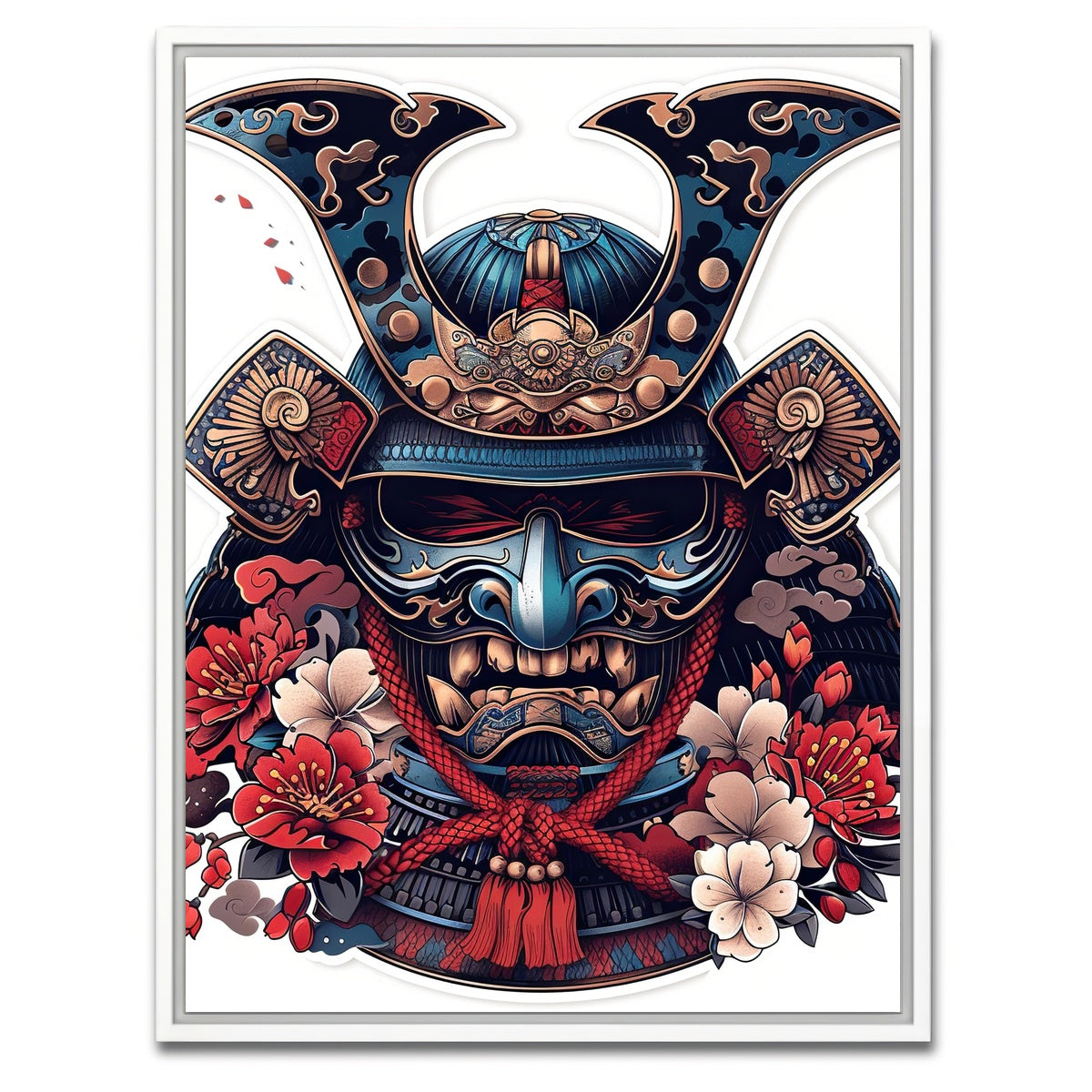 AUTO-MOCKUP WHITE | Traditional Japanese Samurai Mask | 1 Piece | White Framed Canvas | group=3x4