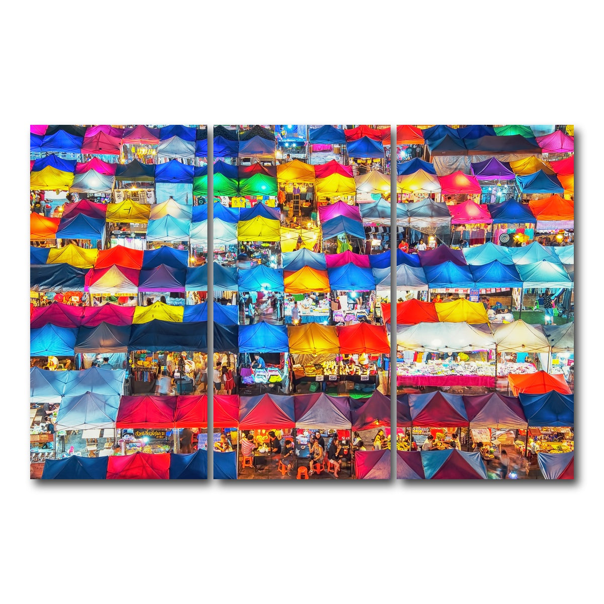 AUTO-MOCKUP WHITE | Train Night Market | 3 Piece | Gallery Wrap Canvas | group=12x24