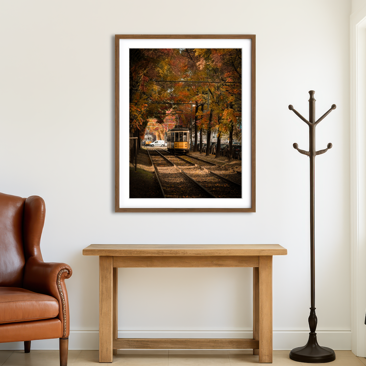 AUTO-MOCKUP ROOM | Tram in Autumn Wall Art