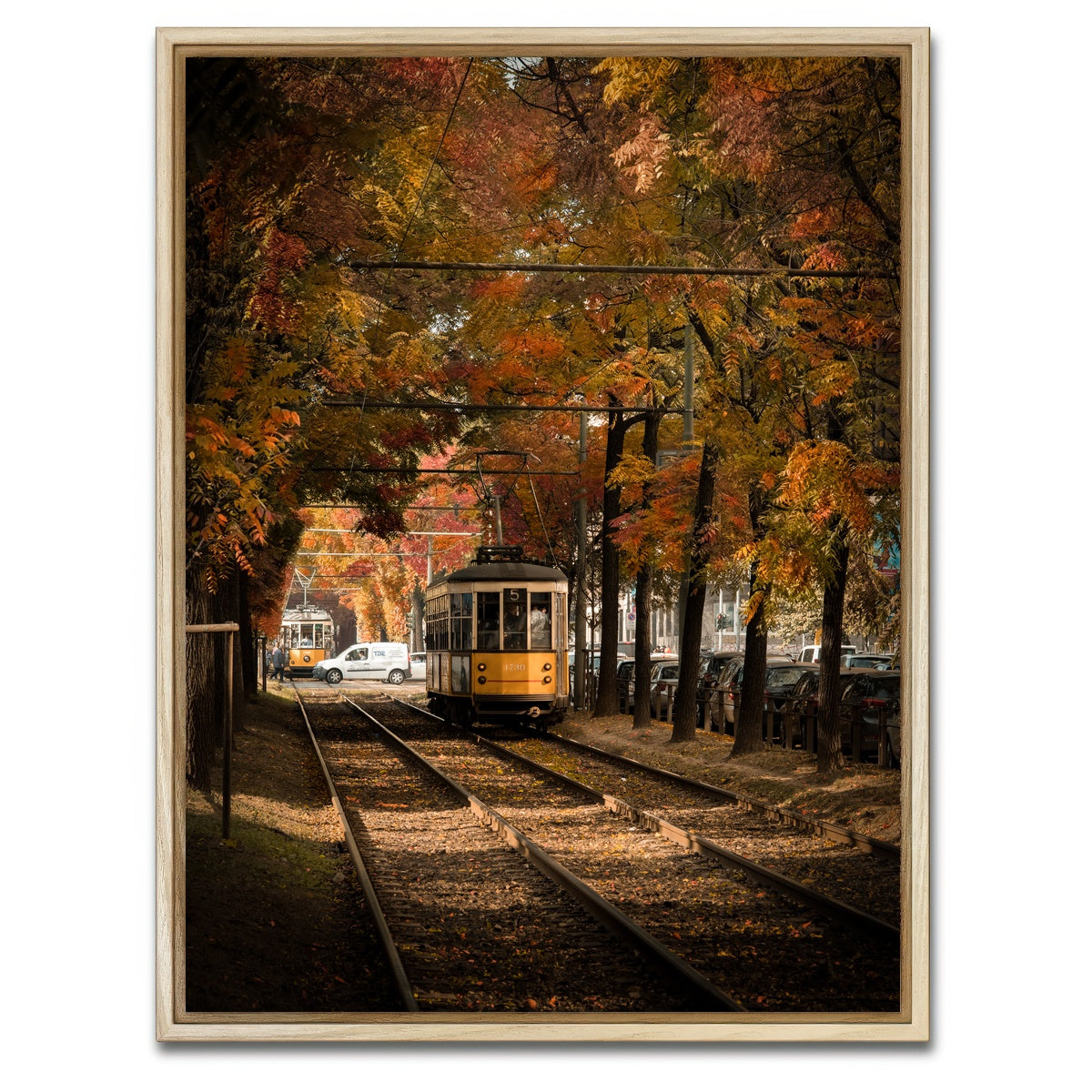 AUTO-MOCKUP WHITE | Tram in Autumn | 1 Piece | Natural Framed Canvas | group=3x4