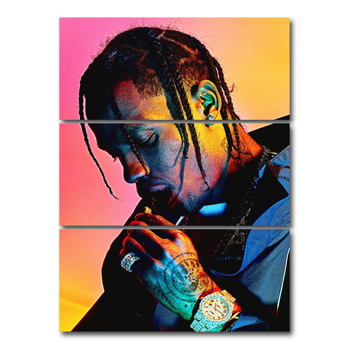 AUTO-MOCKUP WHITE | Travis Scott Blush | 3 Piece | Gallery Wrap Canvas | group=8x18_stacked