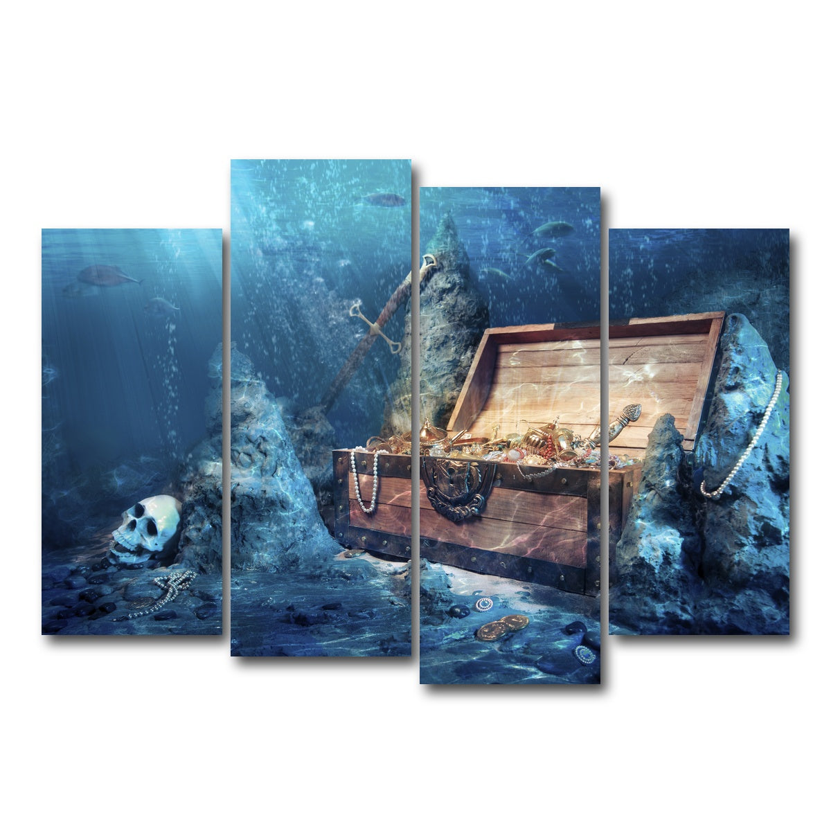 AUTO-MOCKUP WHITE | Treasure Chest Underwater | 4 Piece | Gallery Wrap Canvas | group=4_normal
