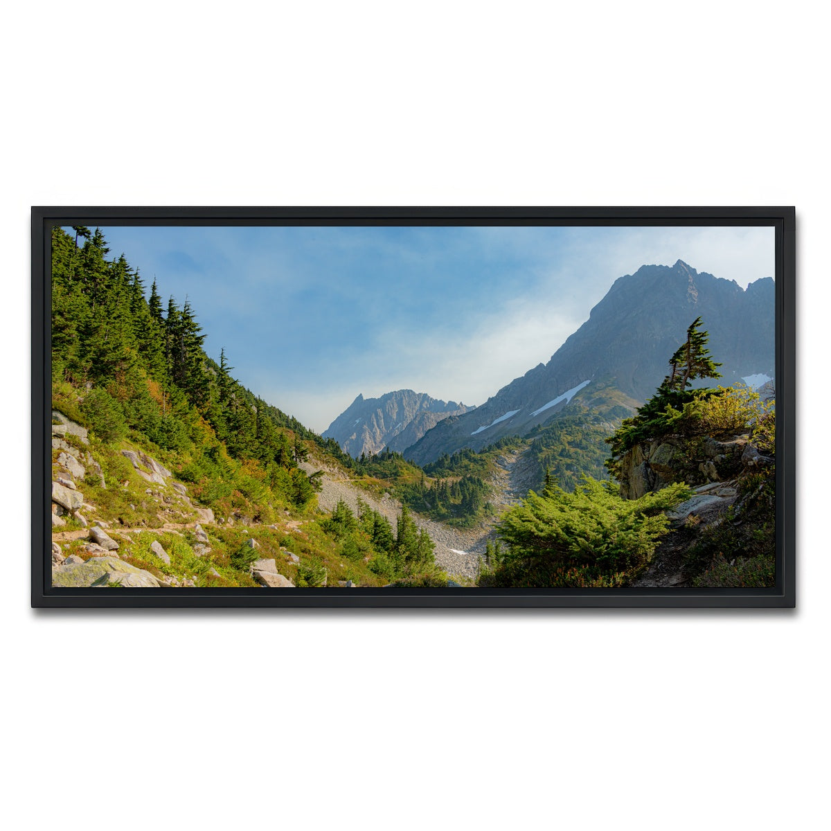 AUTO-MOCKUP WHITE | Treeline at Cascade Pass | 1 Piece | Black Framed Canvas | group=2x1