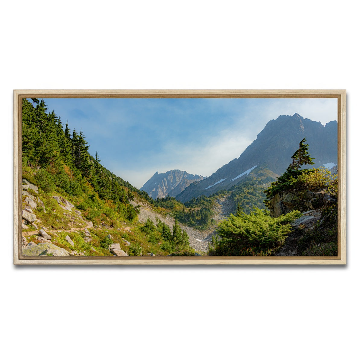 AUTO-MOCKUP WHITE | Treeline at Cascade Pass | 1 Piece | Natural Framed Canvas | group=2x1