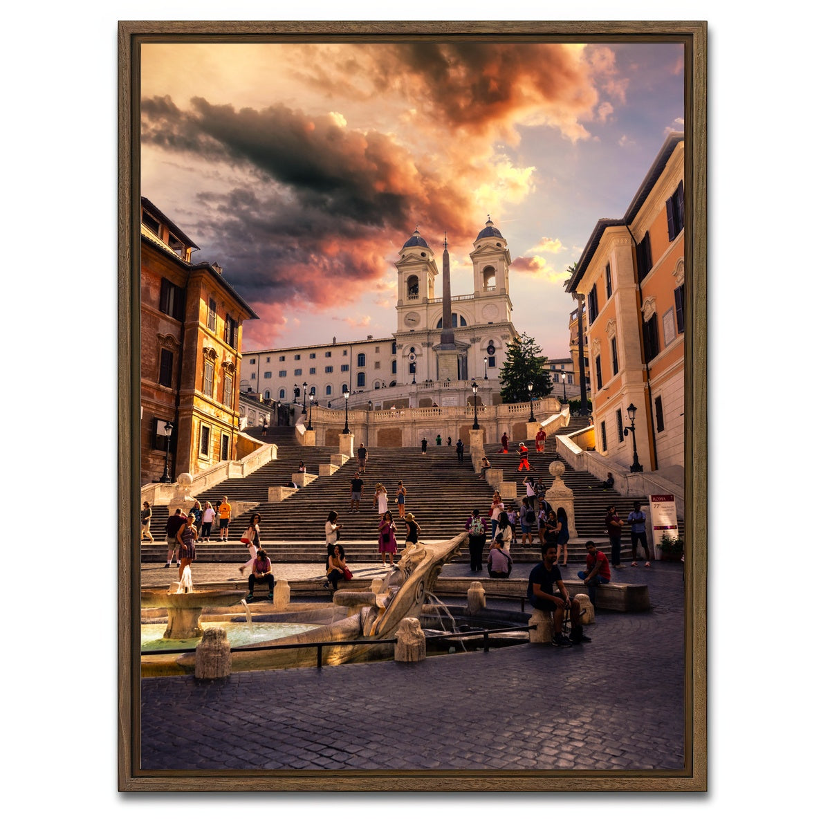 AUTO-MOCKUP WHITE | Trinita dei Monti and Piazza di Spagna | 1 Piece | Walnut Framed Canvas | group=3x4