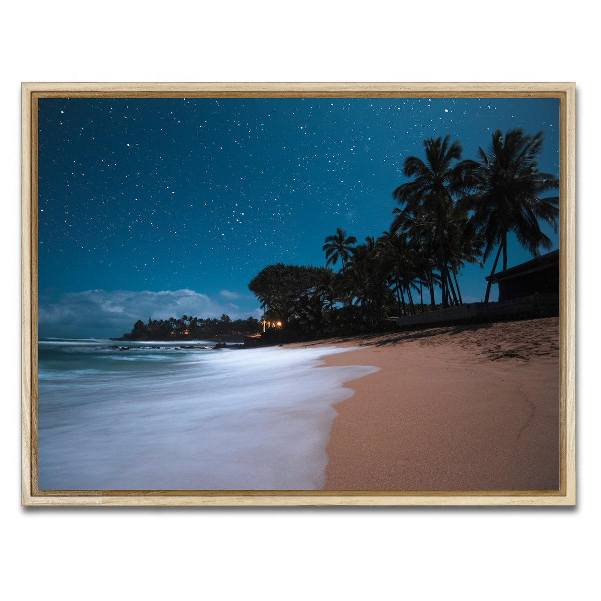 AUTO-MOCKUP WHITE | Tropical Beach Night | 1 Piece | Natural Framed Canvas | group=4x3