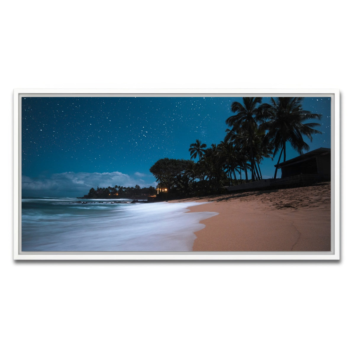 AUTO-MOCKUP WHITE | Tropical Beach Night | 1 Piece | White Framed Canvas | group=2x1