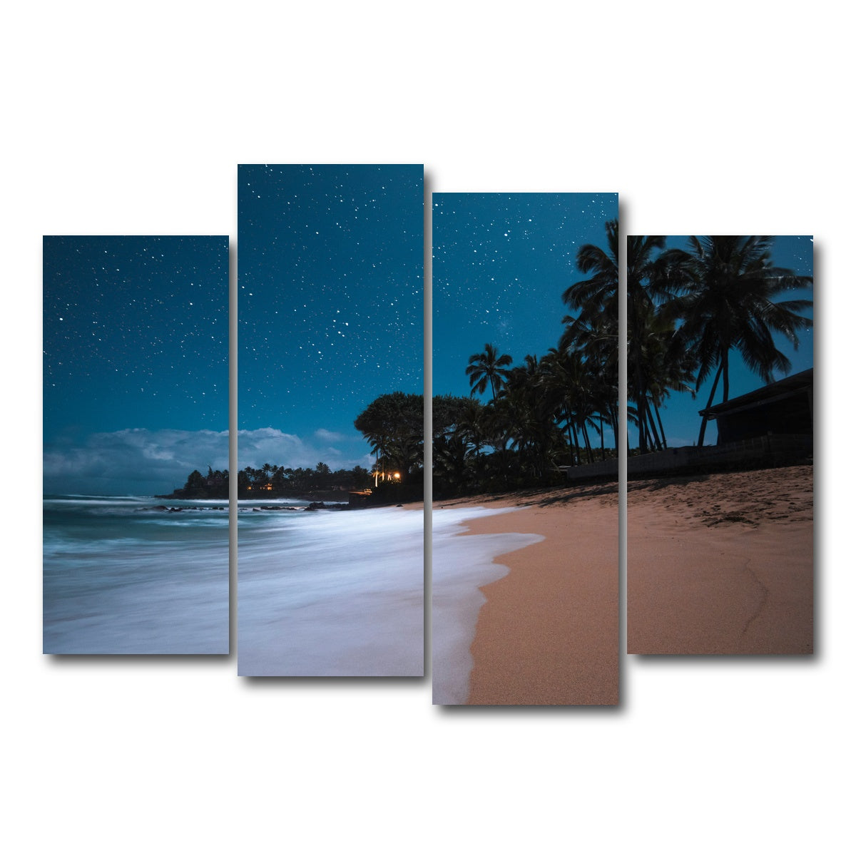 AUTO-MOCKUP WHITE | Tropical Beach Night | 4 Piece | Gallery Wrap Canvas | group=4_normal