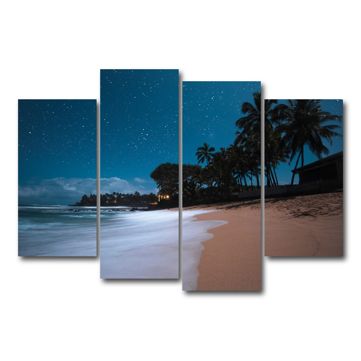AUTO-MOCKUP WHITE | Tropical Beach Night | 4 Piece | Gallery Wrap Canvas | group=4_short